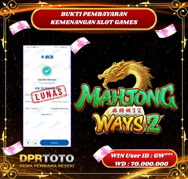 KEMENANGAN BESAR SLOT MAHJONG WAYS 2 Rp 70.000.000 - LUNAS